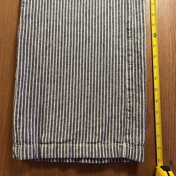 Wide leg Linen/Rayon XS white & navy blue capri pants, great w denim jacket/top - Picture 10 of 12